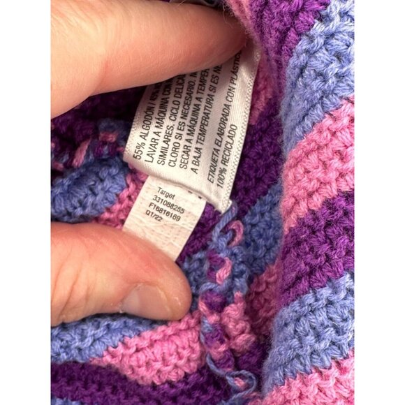 Wild Fable Striped Knit Halter Dress V-Neck Open Back Crochet Boho Rainbow Retro - Picture 4 of 14